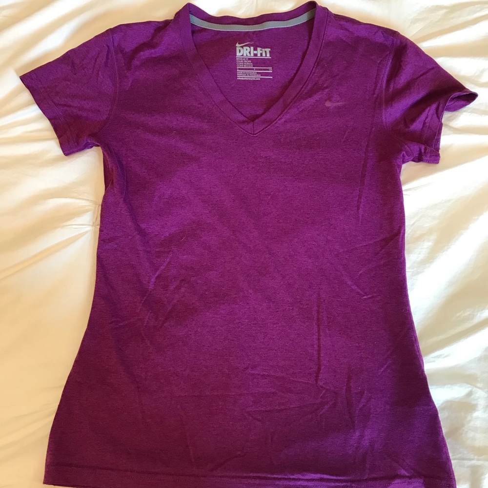 NIKE DriFit Purple V Neck Top (Regular Fit)